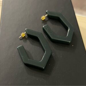 J.Crew Geometric Hoop Earrings (Hunter Green)